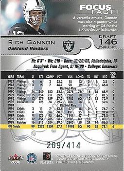 2000 Fleer Focus - Draft Position #146 Rich Gannon Back