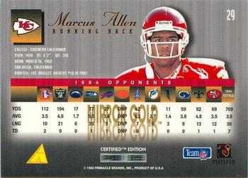 1995 Select Certified - Mirror Gold #29 Marcus Allen Back