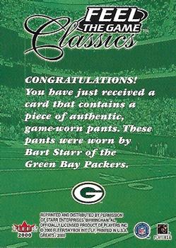 2000 Fleer Greats of the Game - Feel The Game Classics #NNO Bart Starr Back