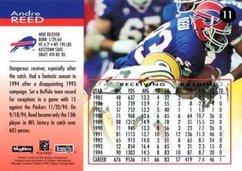 1995 SkyBox Impact #11 Andre Reed Back