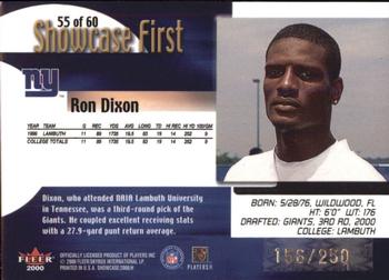 2000 Fleer Showcase - Rookie Showcase Firsts #55 Ron Dixon Back