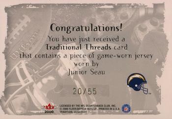 2000 Fleer Tradition Glossy - Traditional Threads #NNO Junior Seau Back