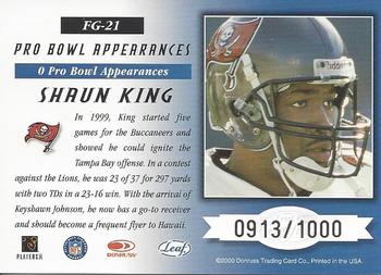 2000 Leaf Certified - Fabric of the Game #FG-21 Shaun King Back