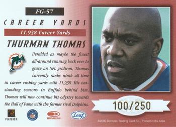 2000 Leaf Certified - Fabric of the Game #FG-57 Thurman Thomas Back