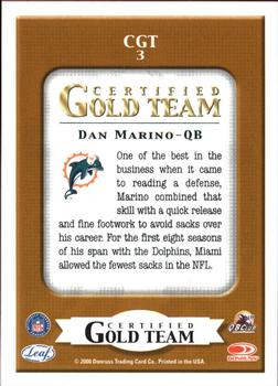 2000 Leaf Certified - Certified Gold Team #CGT3 Dan Marino Back
