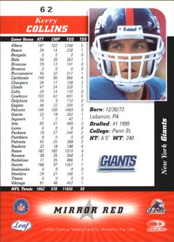 2000 Leaf Certified - Mirror Red #62 Kerry Collins Back