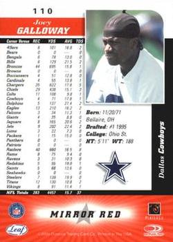 2000 Leaf Certified - Mirror Red #110 Joey Galloway Back