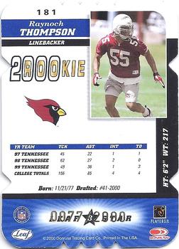 2000 Leaf Certified - Rookie Die Cuts #181 Raynoch Thompson Back