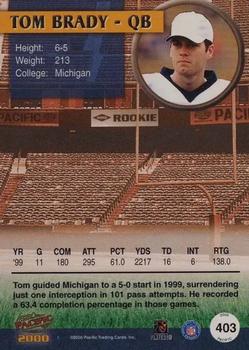 2000 Pacific - Autographs #403 Tom Brady Back