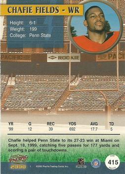 2000 Pacific - Draft Picks #415 Chafie Fields Back