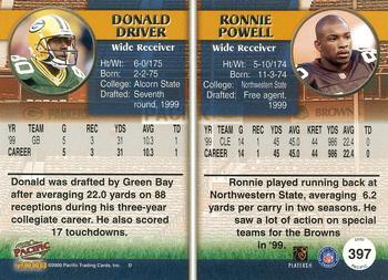 2000 Pacific - Premiere Date #397 Donald Driver / Ronnie Powell Back