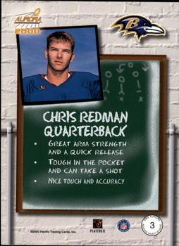 2000 Pacific Aurora - Rookie Draft Board #3 Chris Redman Back