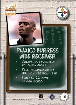 2000 Pacific Aurora - Rookie Draft Board #16 Plaxico Burress Back