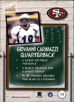 2000 Pacific Aurora - Rookie Draft Board #19 Giovanni Carmazzi Back