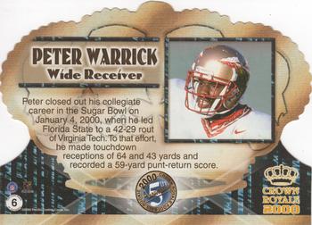 2000 Pacific Crown Royale - Fifth Anniversary Jumbos #6 Peter Warrick Back