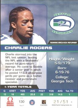 2000 Pacific Omega - Copper #130 Charlie Rogers Back