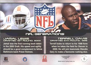 2000 Pacific Omega - NFL Generations #5 Jamal Lewis / Terrell Davis Back