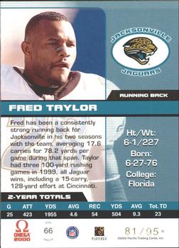 2000 Pacific Omega - Gold #66 Fred Taylor Back