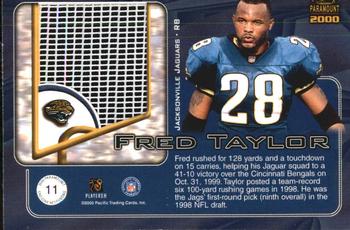 2000 Pacific Paramount - End Zone Net-Fusions #11 Fred Taylor Back