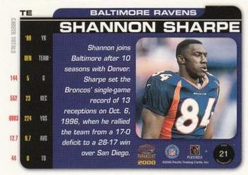 2000 Pacific Paramount - Platinum Blue #21 Shannon Sharpe Back