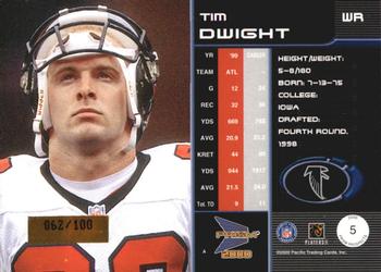 2000 Pacific Prism Prospects - Holographic Blue #5 Tim Dwight Back