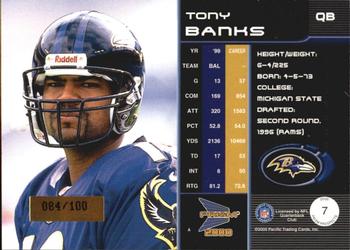 2000 Pacific Prism Prospects - Holographic Blue #7 Tony Banks Back
