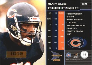2000 Pacific Prism Prospects - Holographic Blue #19 Marcus Robinson Back