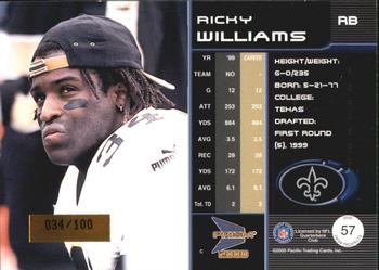 2000 Pacific Prism Prospects - Holographic Blue #57 Ricky Williams Back