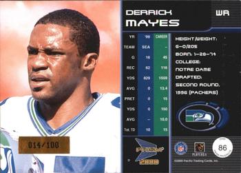 2000 Pacific Prism Prospects - Holographic Blue #86 Derrick Mayes Back