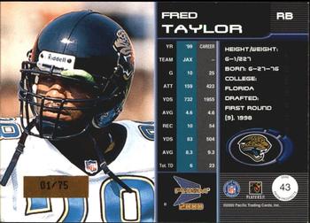 2000 Pacific Prism Prospects - Holographic Mirror #43 Fred Taylor Back