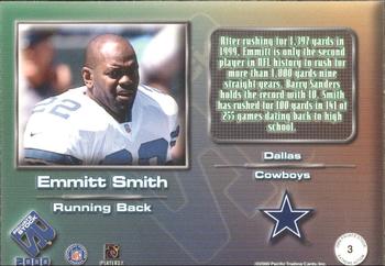 2000 Pacific Private Stock - Extreme Action #3 Emmitt Smith Back
