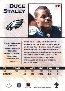 2000 Pacific Private Stock - Retail #73 Duce Staley Back