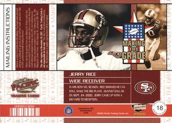 2000 Pacific Revolution - Making the Grade Gold #18 Jerry Rice Back