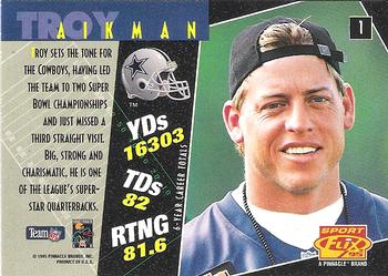 1995 Sportflix #1 Troy Aikman Back