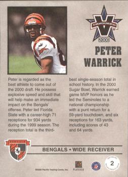 2000 Pacific Vanguard - Press Hobby #2 Peter Warrick Back