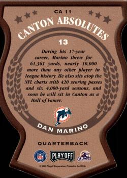 2000 Playoff Absolute - Canton Absolutes #CA 11 Dan Marino Back