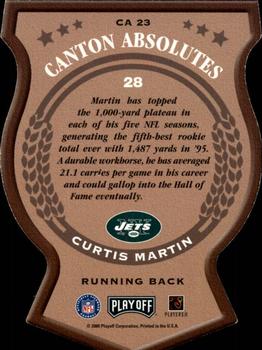 2000 Playoff Absolute - Canton Absolutes #CA 23 Curtis Martin Back