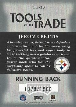 2000 Playoff Absolute - Tools of the Trade #TT-33 Jerome Bettis Back