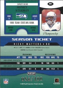 2000 Playoff Contenders - Championship Ticket #80 Ricky Watters Back