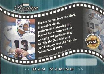 2000 Playoff Prestige - Human Highlight Film #HH-3 Dan Marino Back