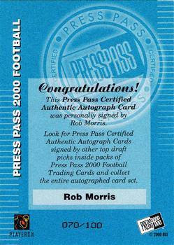 2000 Press Pass - Autographs Gold Standout Signatures #NNO Rob Morris Back