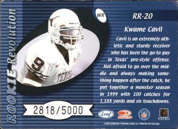 2000 Quantum Leaf - Rookie Revolution #RR-20 Kwame Cavil Back