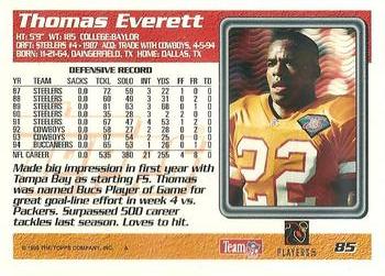 1995 Topps #85 Thomas Everett Back