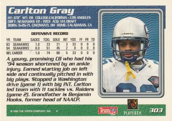 1995 Topps #303 Carlton Gray Back