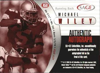 2000 SAGE - Autographs Silver #A50 Michael Wiley Back