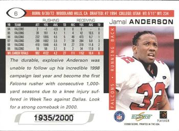 2000 Score - Scorecard #6 Jamal Anderson Back