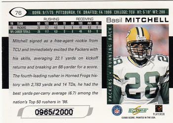 2000 Score - Scorecard #76 Basil Mitchell Back