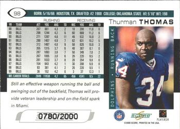 2000 Score - Scorecard #98 Thurman Thomas Back