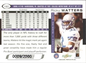 2000 Score - Scorecard #180 Ricky Watters Back