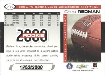 2000 Score - Scorecard #285 Chris Redman Back